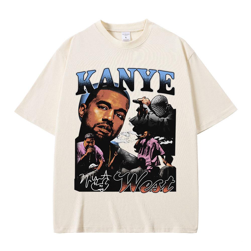 Rapper Kanye West Graphic Print T Shirt Unisexs Fashion Retro Short Sleeve Tshirt Casual 100 Cotton Tshirts Hip Hop Streetwear