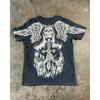 Men's Retro Punk Hip Hop Pattern Printed Breathable Hardship T-shirt New Round Neck Polyester Short Sleeve Top