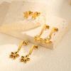 3 Paar Blume Ohrstecker für Damen, Goldfarbene Edelstahl Geometrische Ohrringe, Modisches Set Schmuck Geschenke