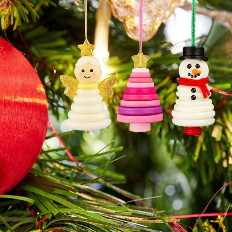 Festival Craft Buttons Santa Snowman Angelic Christmas Tree Decorations Plastic Materials Portable Handmade Projects