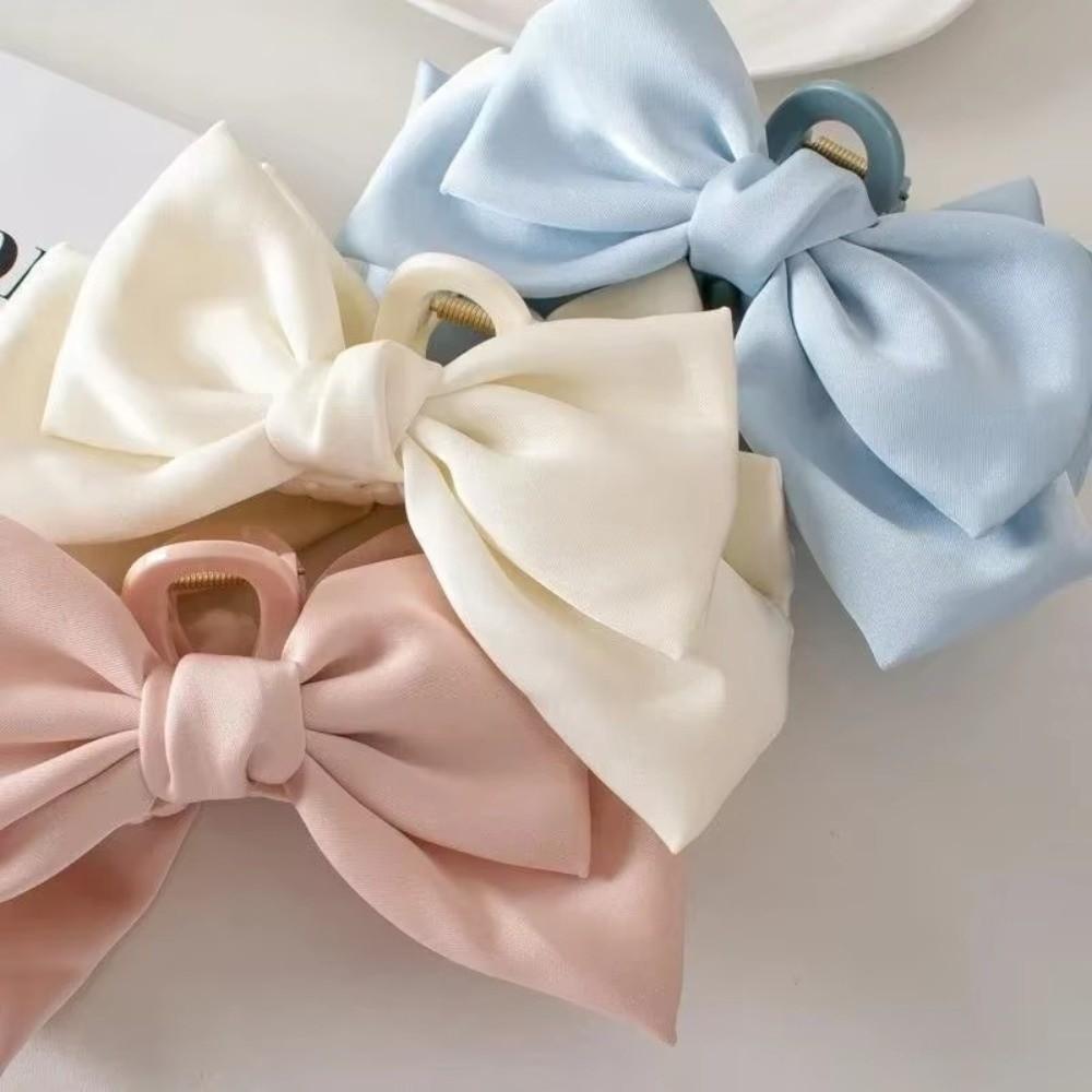 Multifunctional Women Bow Hairpin Solid Color Shark Clip Gifts Girls Headwear