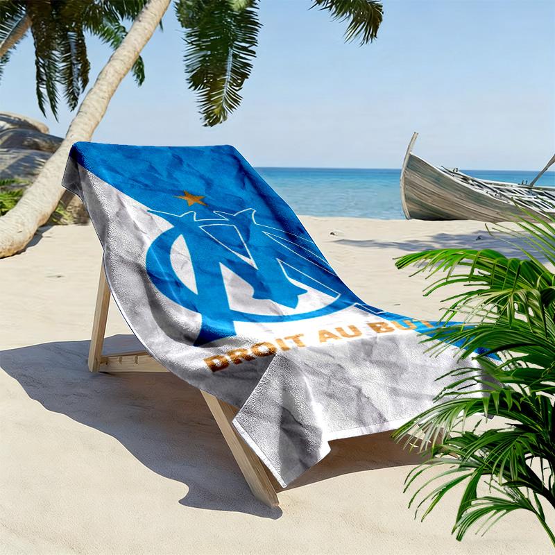 Asciugamano da Spiaggia Stampa Olympique de Marseille, Asciugamano Grande Morbido Asciugatura Rapida per Spiaggia Campeggio Nuoto