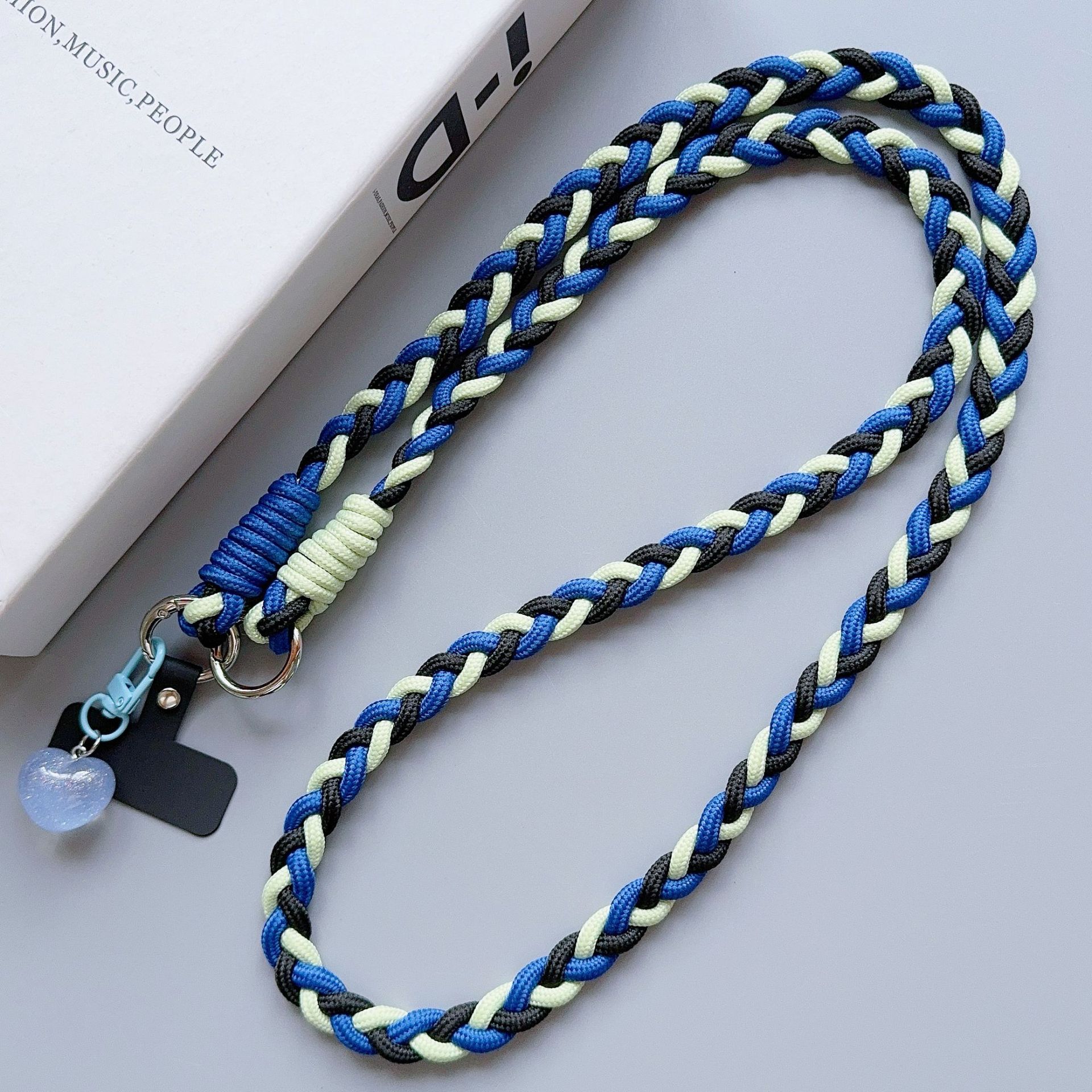 

Fashion 1 piece phone case hanging chain durable slanted back universal neck strap mobile phone lanyard anti loss woven синій