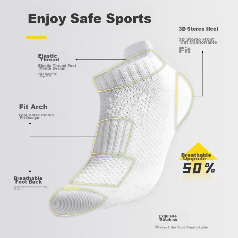 Marathon Socks, Running 5 Pairs, Spring And Summer Sports, Terry Bottom, Shock-Absorbing, Non-Slip, Sweat-Absorbing Boat Socks, Foot Short