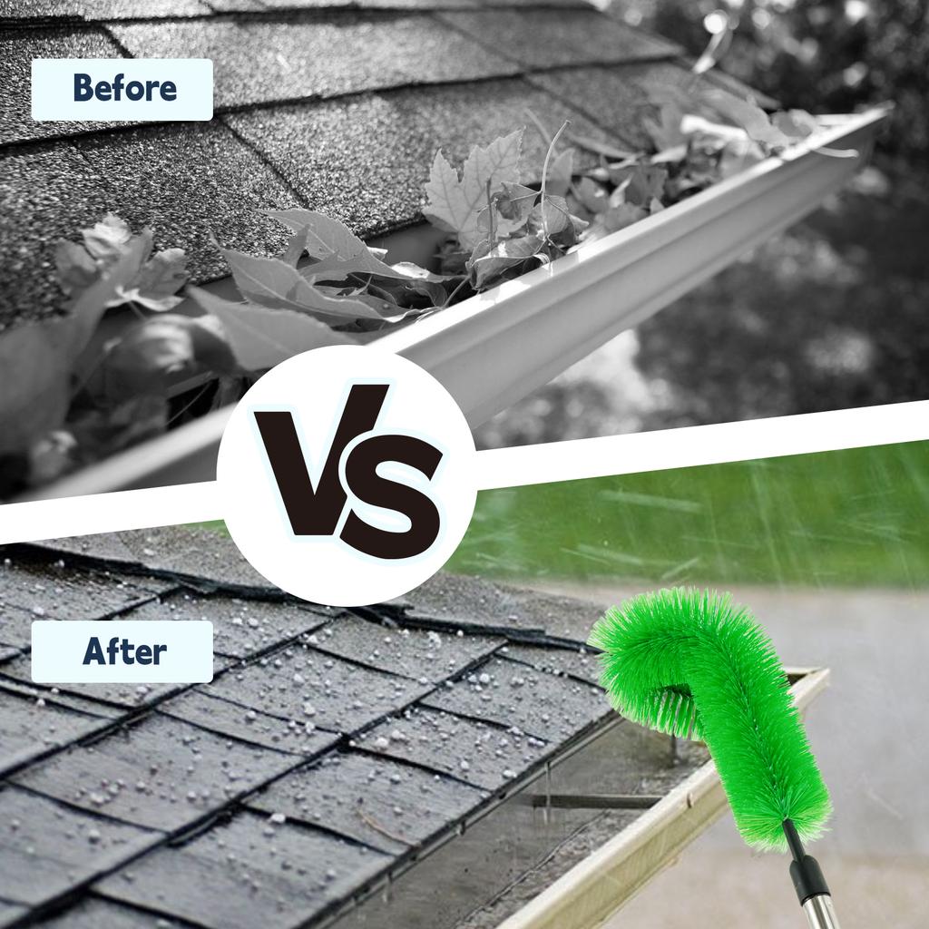 2 in 1 Gutter Cleaning Tools 2.8m Telescopic Gutter Cleaner with 7 Section Pole Reliable Gutter Cleaner Tool for Cleaning Leaves