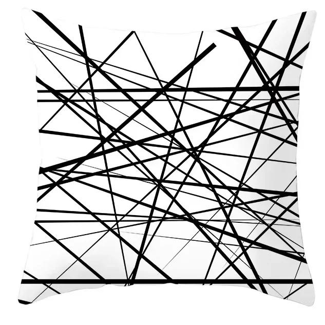 45*45cm Black and White Cushion Cover Waist Pillowcase Nordic Geometric Throw Pillow Sofa Bedroom Pillowslip Car Home Decor