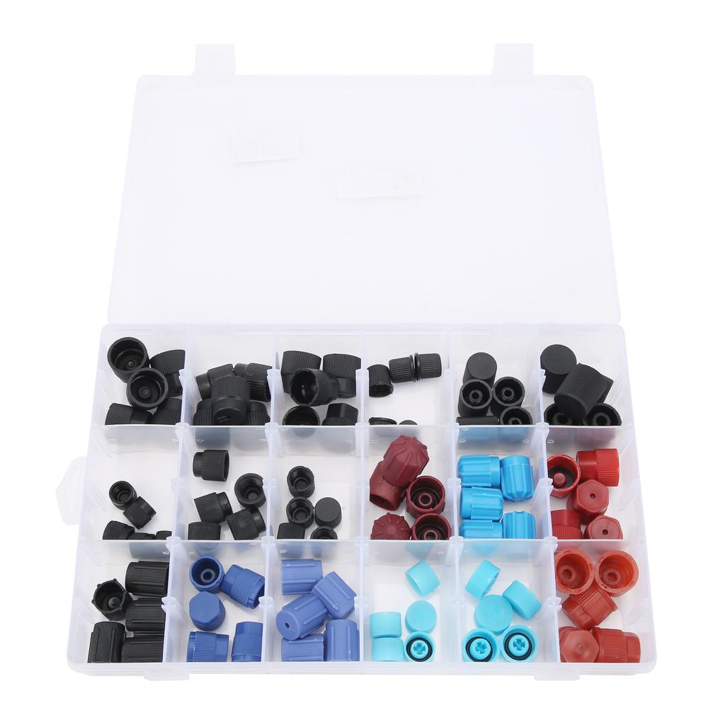 90pcs Air Conditioning Refrigerant Valve Core Caps Replacement Car A C System Repairing Accessories