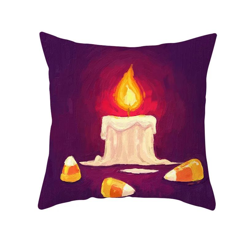 Halloween Style Decorative Cushion Cover Horror Pattern Polyester Pillowcase Pillow Cover For Sofa Home Room Festival Decor