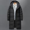 Men's Winter Hooded Long Duck Down Coat - Windproof and Warm for Outdoor Casual Wear