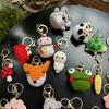 Handmade wool crocheted cartoon sunny day doll dog pig sheep chicken fox rabbit animal diy doll head key chain bag decoration