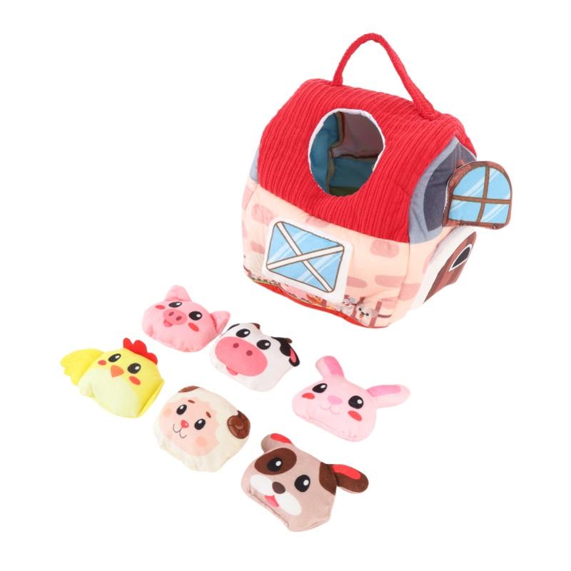 Baby Farm Plush Barn With Stuffed Animals Interactive Developmental Barn Animal Toys For Toddlers