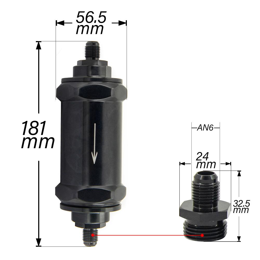 AN6 / AN8 / AN10 Inline Fuel Filter E85 Ethanol With 100 Micron Stainless steel element