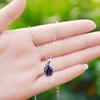Women's Purple Zircon Teardrop Pendant Chain Choker Necklace Noble Jewelry Gift