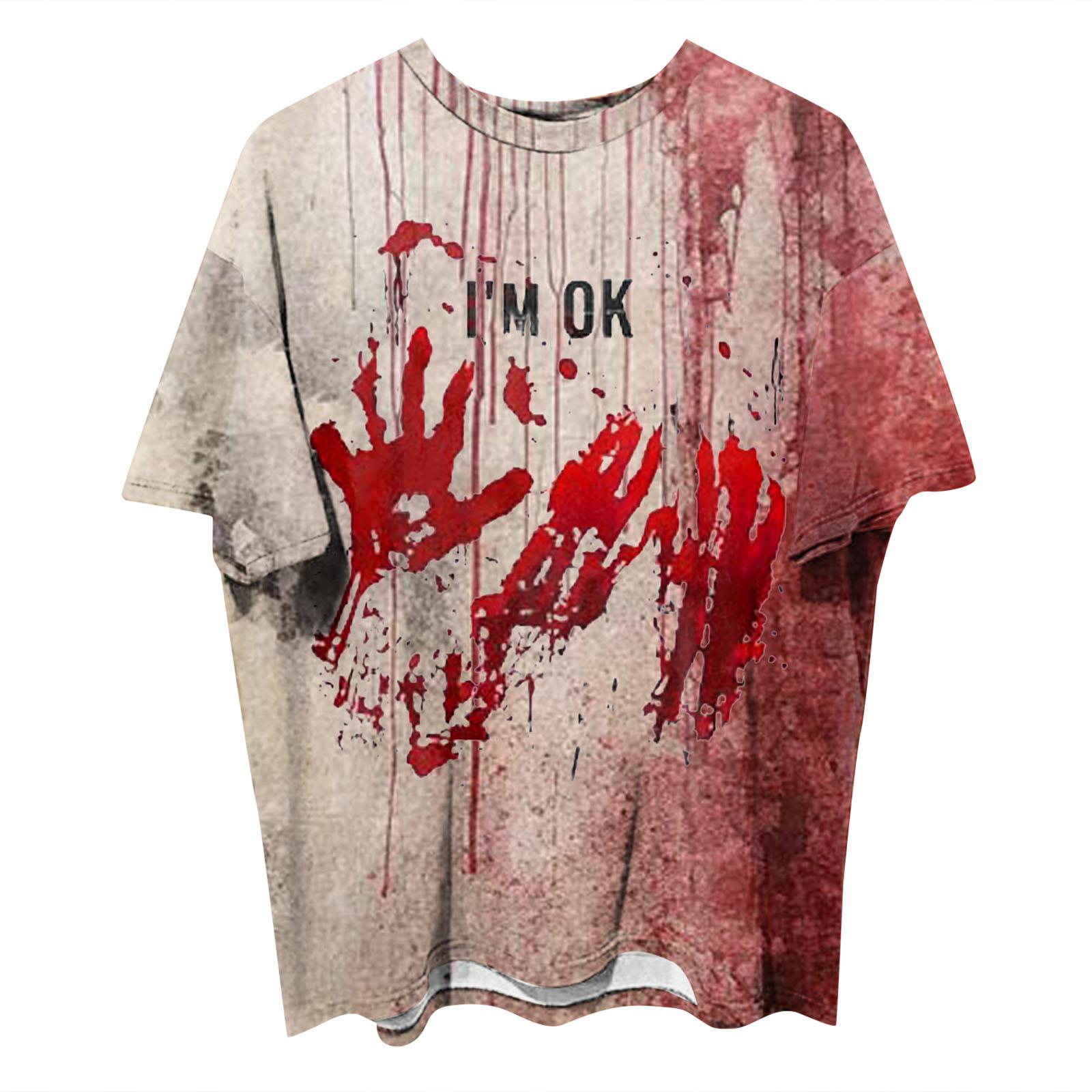 

2024 Хэллоуин трендовые элементы летние мужские короткие рукава подходят для повседневных ночных клубов уличный стиль 3D-печати 6XL