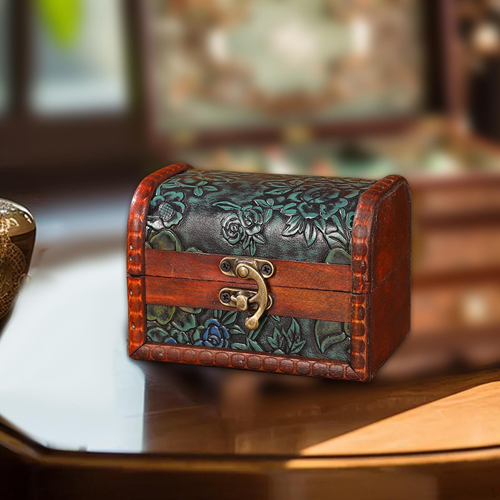 

, Jewelry Box, Decorative Storage Wooden Organizer for Birthday Pendants, Rings, Brown Green