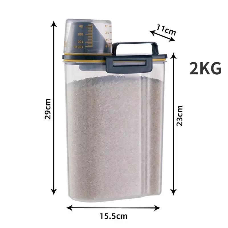 1,5 kg/2 kg vědra na krmivo pro psy a kočky plastová skladovací nádrž s odměrkou Nádoba Utěsněná nádoba odolná vůči vlhkosti Příslušenství pro domácí mazlíčky