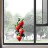 Strawberry Window Cling Watercolor Fruits Static Glass Decals Reusable Waterproof Sticker for Bathroom Kitchen Home Glass Window