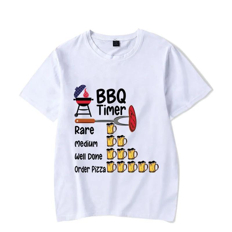 Košile BBQ TIMER Pánské tričko BEER Potisk Mikina s krátkým rukávem Letní tričko Pulovr Topy Nadměrná velikost Prodyšná trička Košile