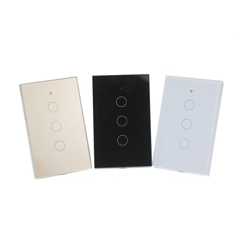 America 1 2 3 Gang Glass Panel Smart Wifi Touch Wall Light Switch Tuya Remote Voice Control Home Wall Switches Wifi