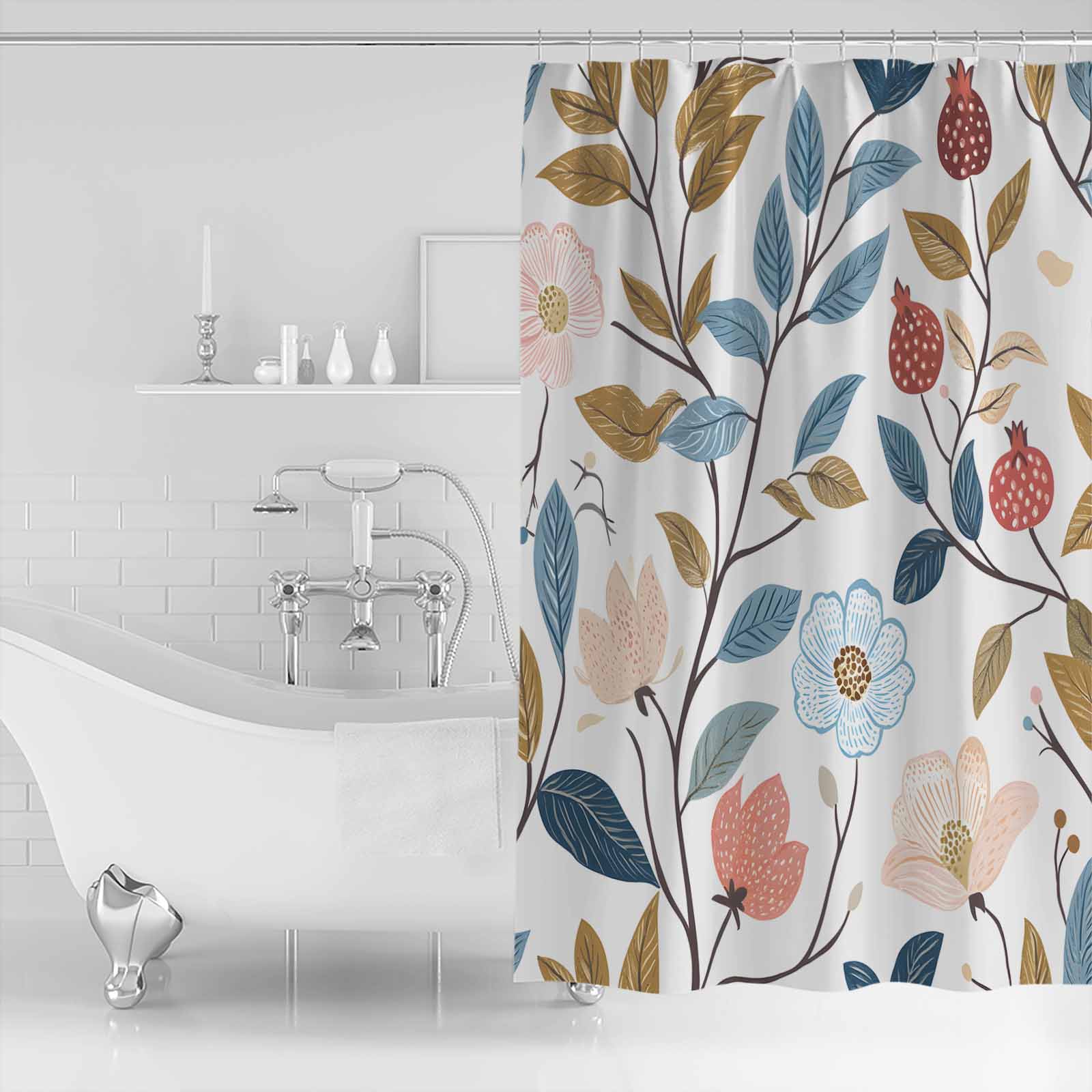 

Пасторальные цветы фермерского дома Занавеска для душа для ванной комнаты Художественный красочный коврик для ванной Декорация для домашнего декора 122x183cm