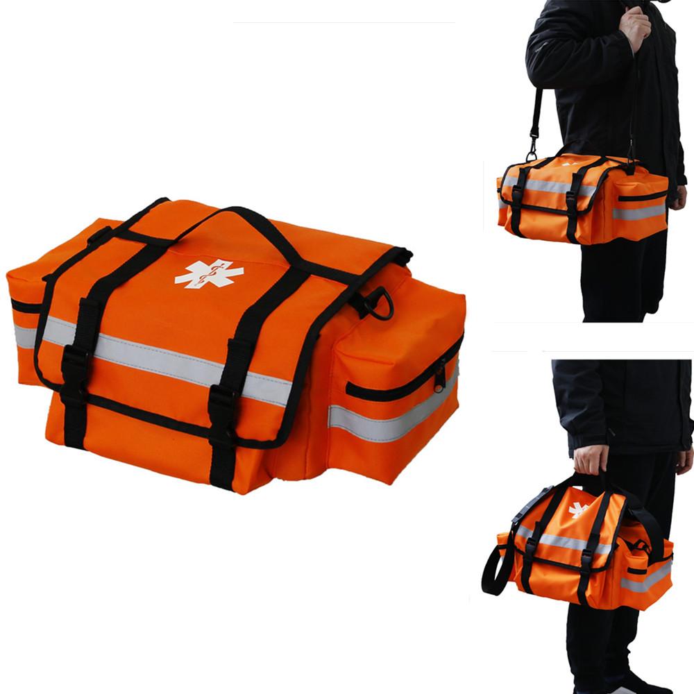 Professional Empty Orange First Responder Bag EMT Trauma First Aid Carrier for Paramedics and Emergency Medical Supplies Kit