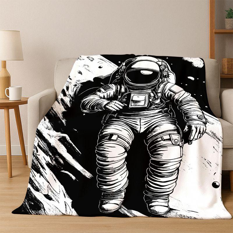 Cartoon Astronaut Universum Spaceman Weltraum Flanelldecke Weiche Warme Überwurfdecke für Schlafzimmer Wohnzimmer Bett Reise Kinder
