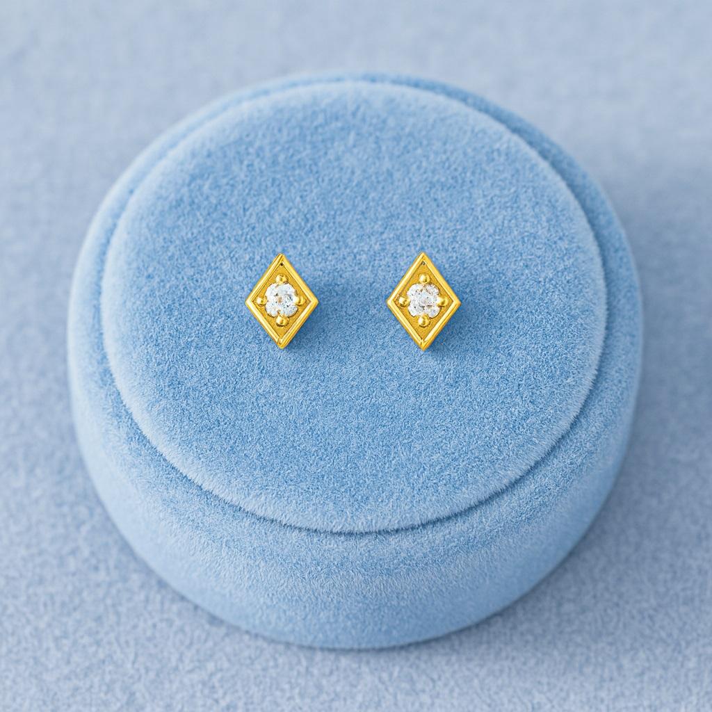 geometric Stud Earrings - Sterling Silver Gold Plated