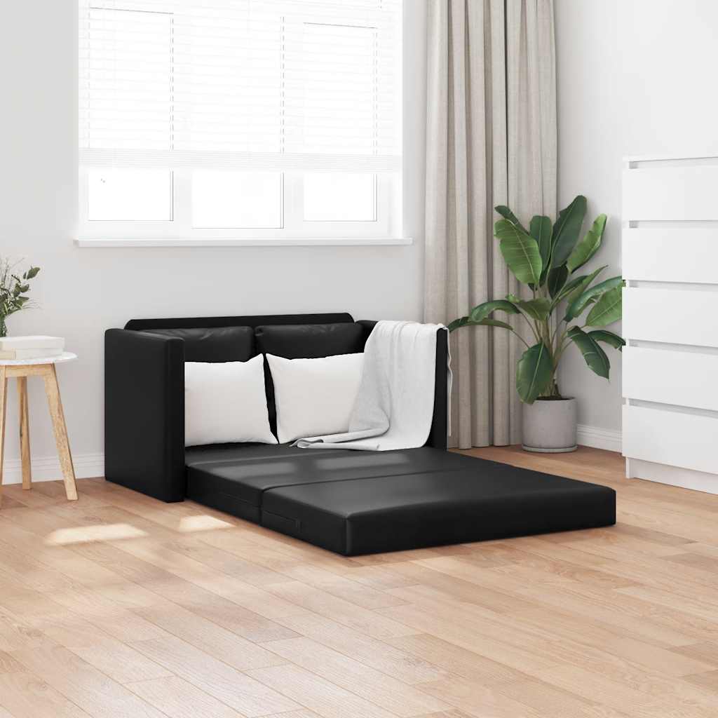 Vidaxl 2-in-1 Floor Sofa, Black, 112X174X55 Cm, Faux Leather