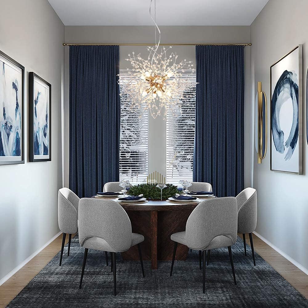 Lustre Moderno Dourado 9 Luzes Fogos de Artifício Sputnik Luz de Teto Cristal Dente-de-leão Luz Pendente para Quarto, Sala de Estar, Sala de Jantar, Cozinha, Corredor