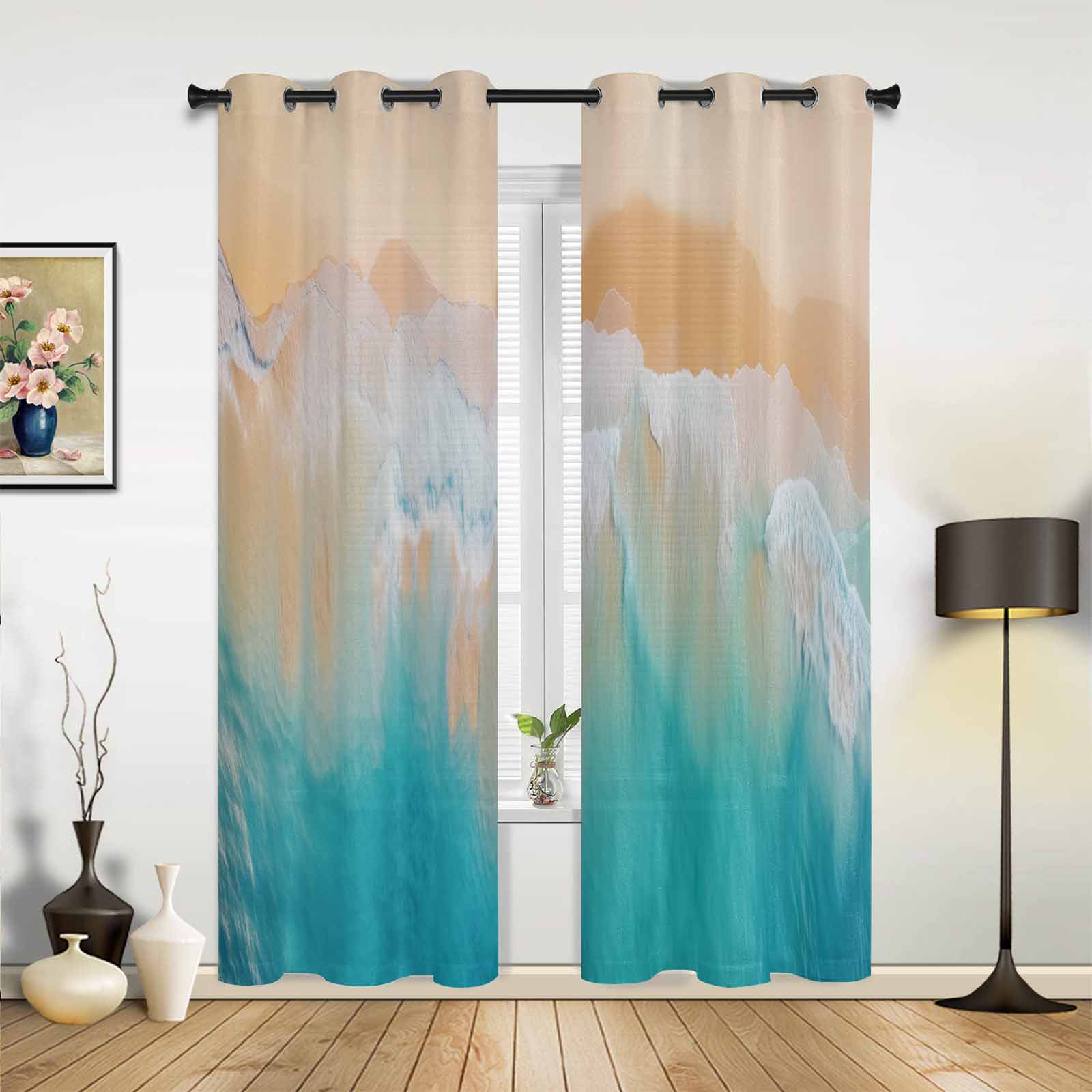 

Шторы для окон с цифровой печатью карандашом для гостиной кухни из полиэстера, однотонные, длинные, смятые, цифровые, цветные, с карандашным принтом 100W160H(CM)40x63in&Grommet Top