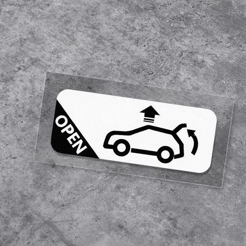 Personalized Car Trunk Auto Opening Prompt Sticker Electric Vehicle Warning Decal Waterproof Car Accessories Decoration
