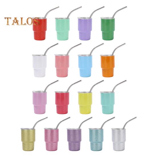 Mini sklenice na panáky s brčkem a víčkem 3 oz termohrnek z nerezové oceli s izolovanou sklenicí na panáky s ochranou proti úniku pro koktejlovou párty na whisky