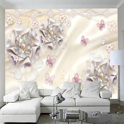 3d Luxus Rosa Schmuck Blumen Tapete Schmetterling Fresko Wohnzimmer Schlafzimmer Hintergrund Wandbild Wohnkultur