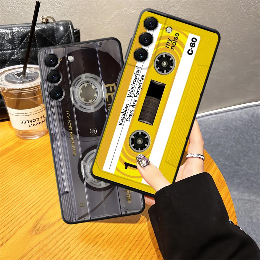 Retro Cassette Tape Black Soft Phone Cover Case for Samsung Galaxy A05 A17 A40 A16 A10 A12 A04 A50 A20 A13 A70 A06 A30 A15