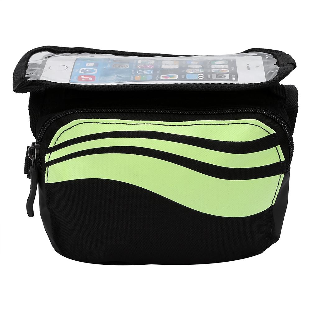 Waterproof Cycling Bicycle Frame Panniers Front Head Top Tube Phone Touch Screen Bag Lime Green