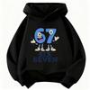 Lustiges Sechs Sieben Italienisches Brainrot 67 Zahlen Grafikdruck Hoodie Junge/Mädchen Langarm Kinder Bequemes Sweatshirt.