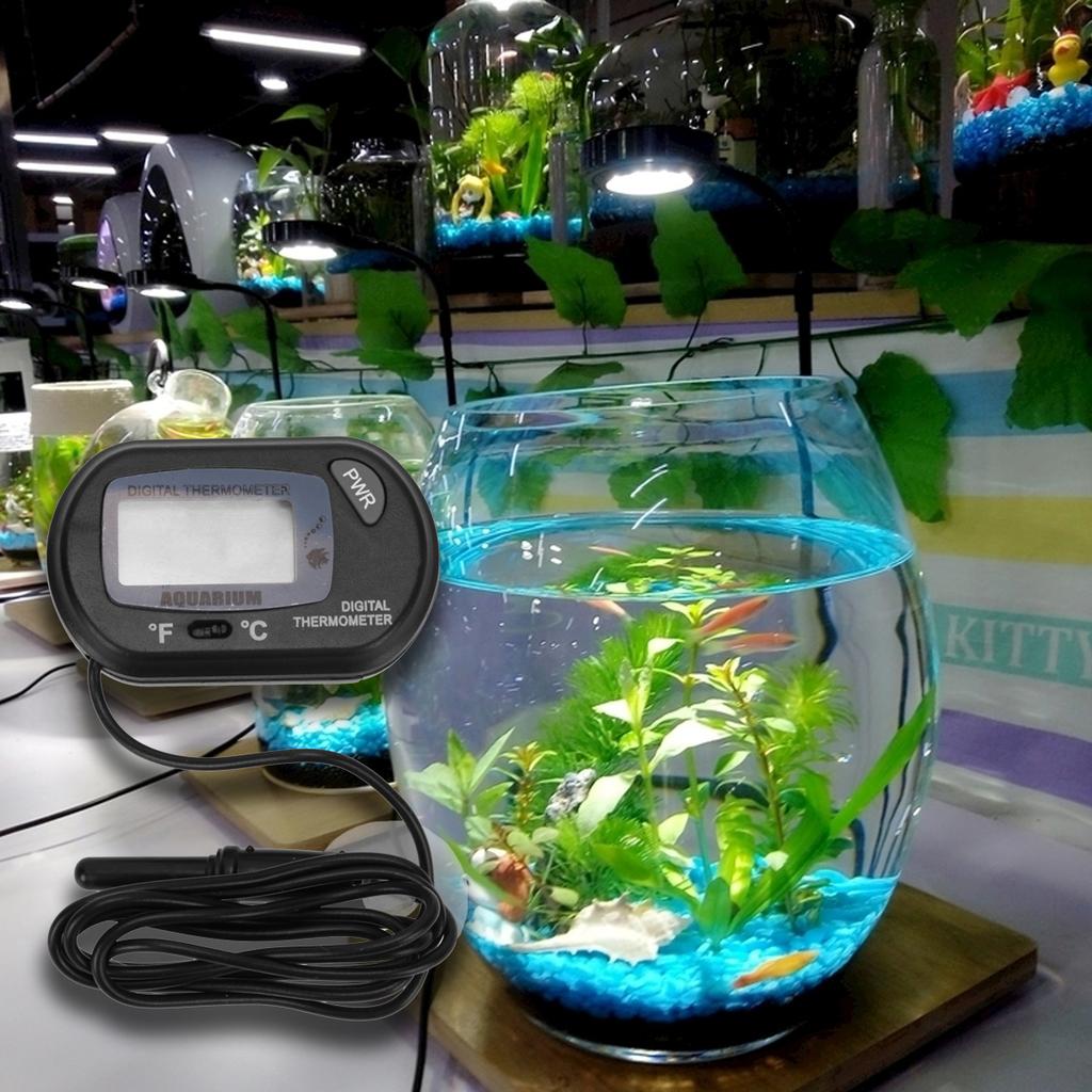 Mini High Precision Fish Tank Digital Thermometer Blue Compact Waterproof Aquarium Thermometer Large Screen Accurate Temperature