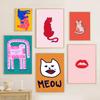 Cartoon Cat Mood Body Moon Lady Poster Retro Print Paper Waterproof High Quality Sticker Home Living Room Bar Wall Decor