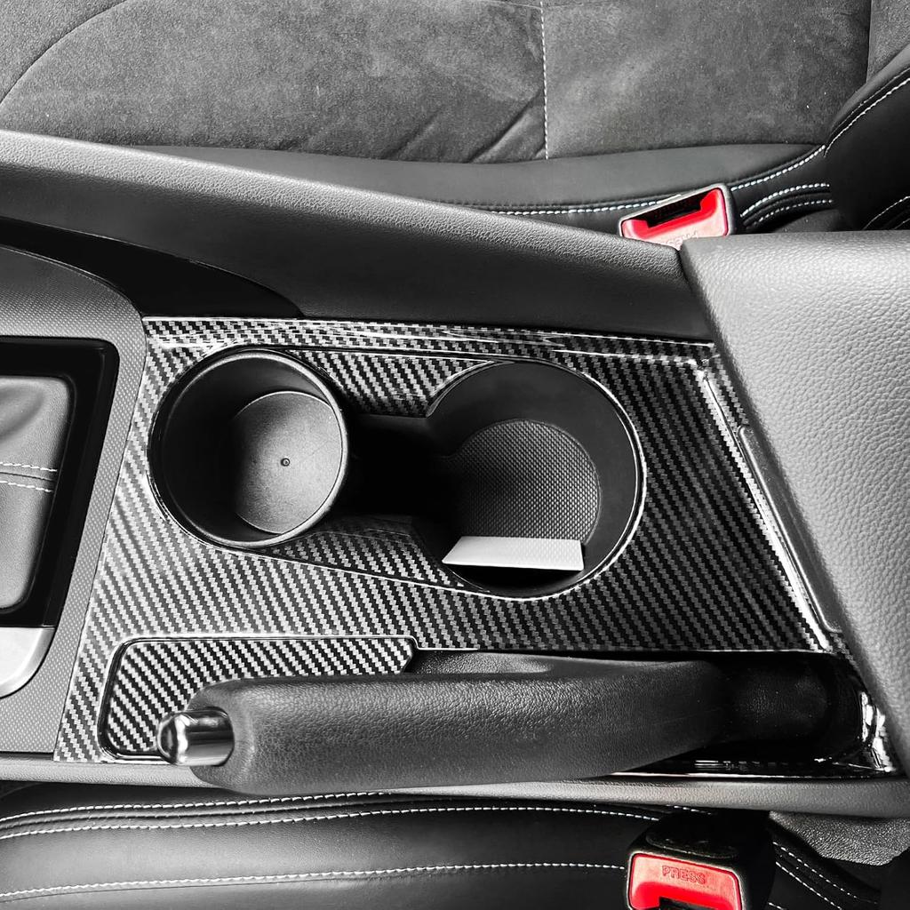 Carbon Fiber Style Car Water Cup Holder Trim Cover Interior Compatible with Hyundai Elantra CN7 N Line