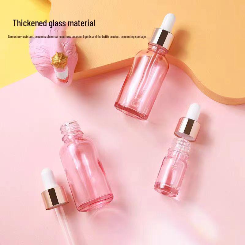 Pink Transparent Serum and Gel Dropper Bottle for Cosmetics and Perfume - Travel Size Sample Dispenser
