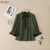 ZANZEA Damen Rundhals 3/4-Ärmel Elegante Lässige Bluse