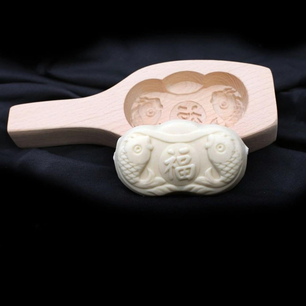 Carved Wood Baozi Mold 3D Steamed Stuffed Bun Tool Multifunctional Steamed Bread Mold  Kitchen