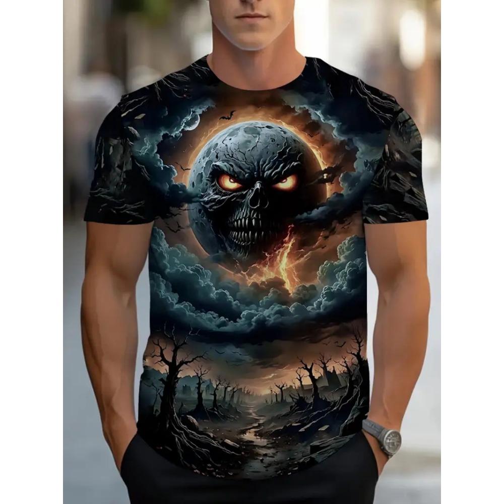 Happy Halloween Short Sleeve T-shirt Clothing 2025 New Funny Print Men's T-shirts For Men Breathable Quick-dry Crew Neck T Shirt