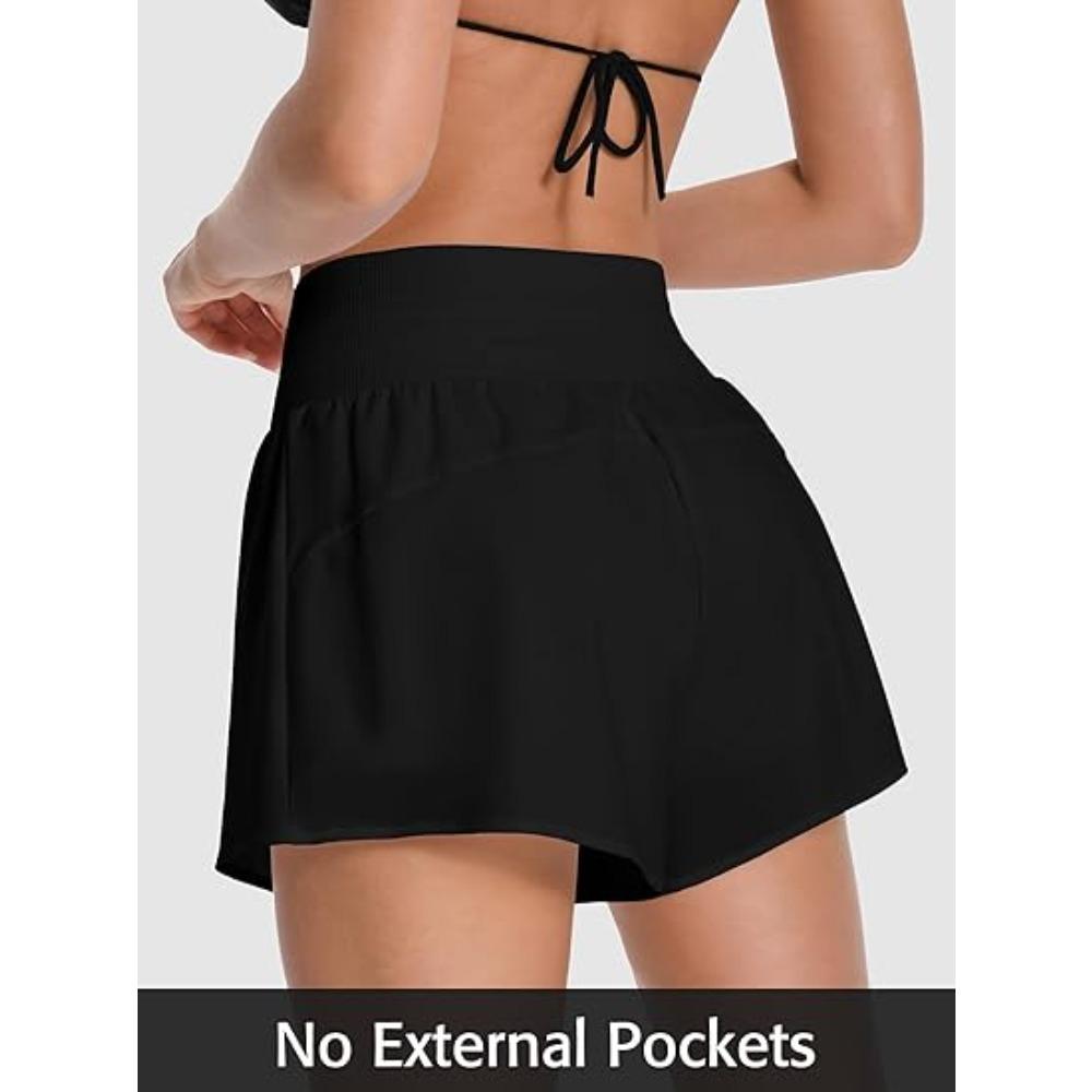Charmleaks 3" Women 2 in 1 High Waisted Swim Board Shorts UPF 50+ Quick Dry Swim Trunks with Liner