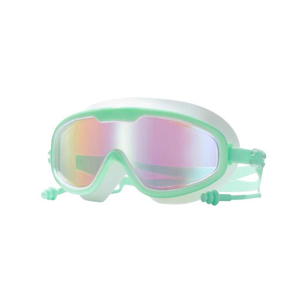 Kids Swimming Goggles Large Frame Swim Glasses Waterproof Anti-Fog with Earplugs Children Swimming Gear Adjustable Strap Comfortable Fit