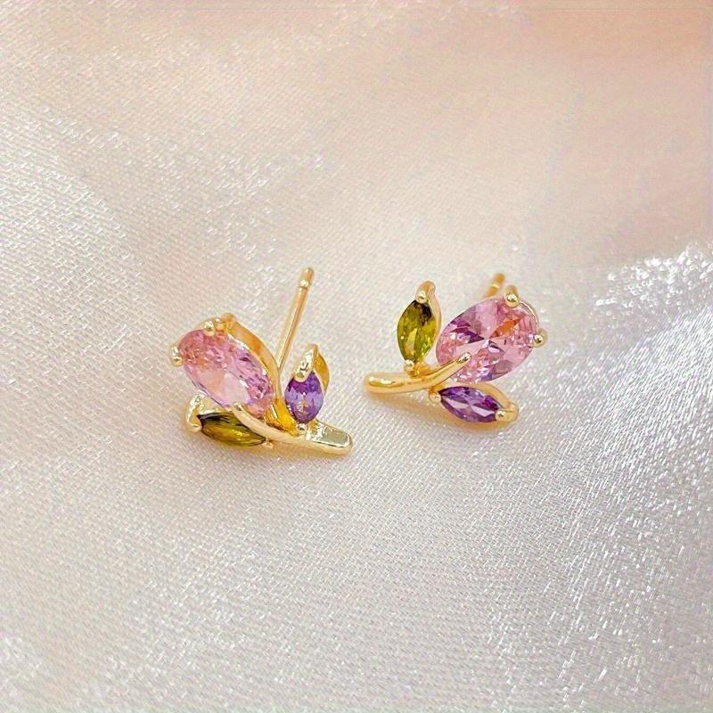 Süße Vielseitige Tulpenform Bunte Zirkon Ohrstecker Für Frauen Schlicht Personalisierter Partyschmuck Alltagskleidung Nischengeschenke