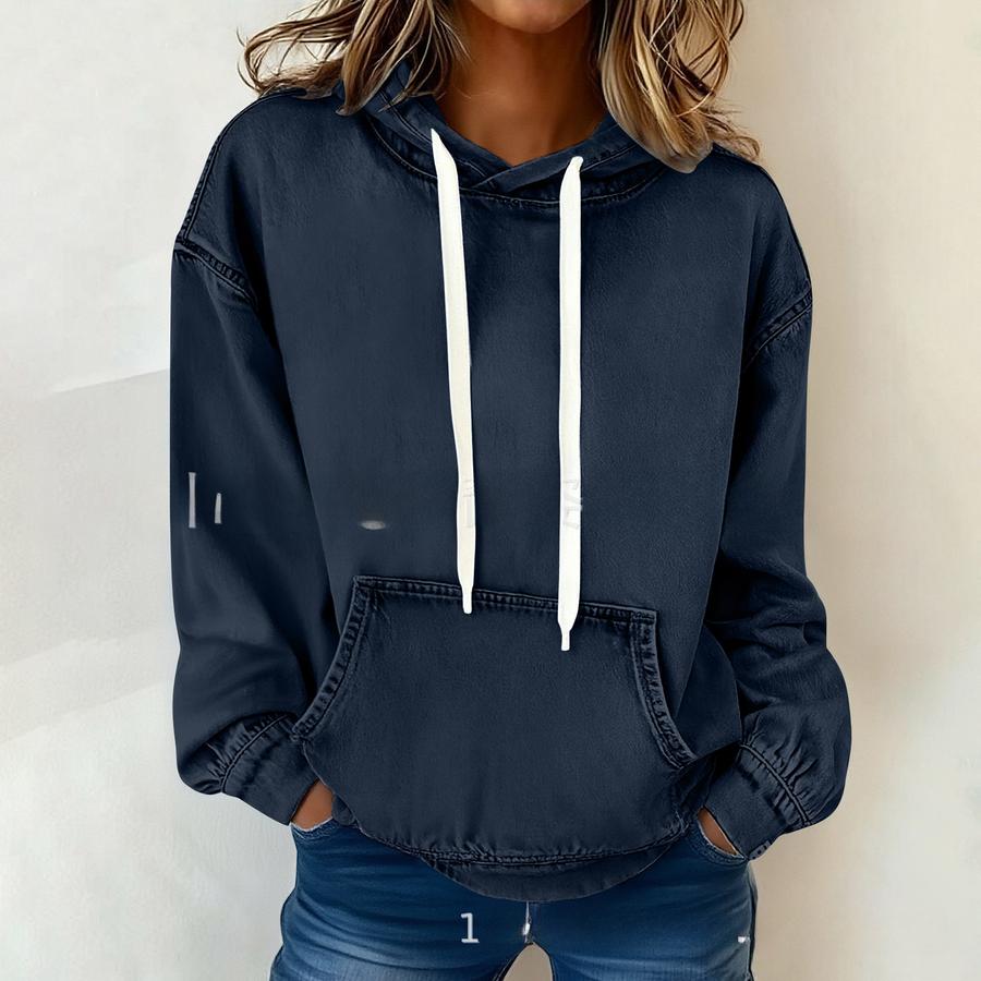 Overcoat Loose Comfortable Casual Denim Long Sleeve Hoodie Women