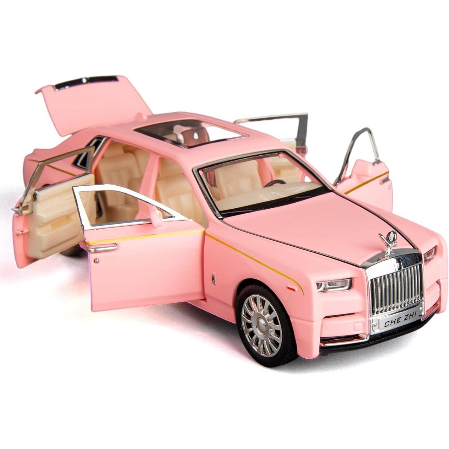 

1/32 масштабная модель автомобиля Rolls-Royce Phantom, игрушечный автомобиль из цинкового сплава со звуком и светом для детей, подарок для мальчиков и девочек 1/32-Size:17*5.7*4.5cm розовый