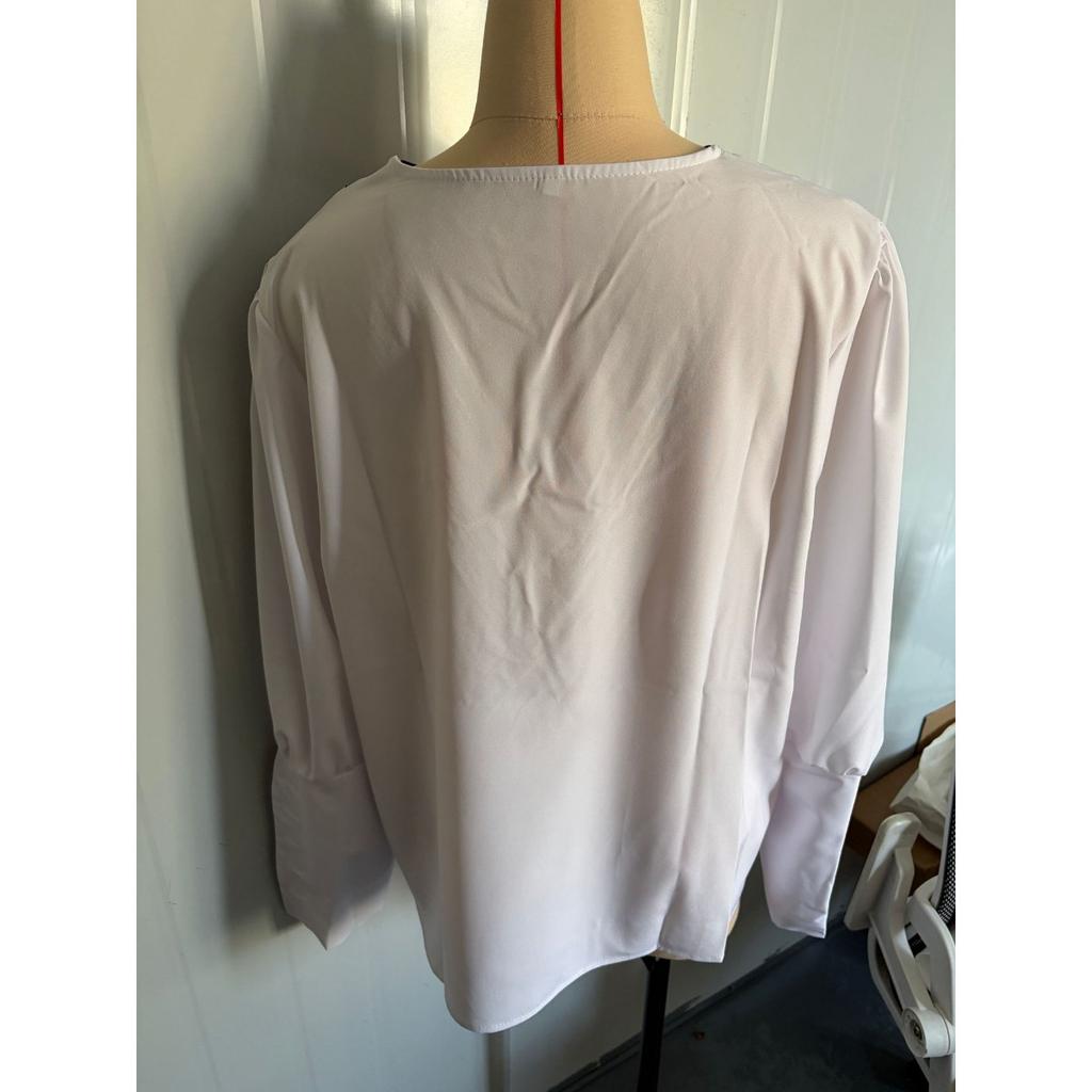 Autumn Fashion Women's Solid Color V-neck Long Sleeve Button Down Blouse Shirt