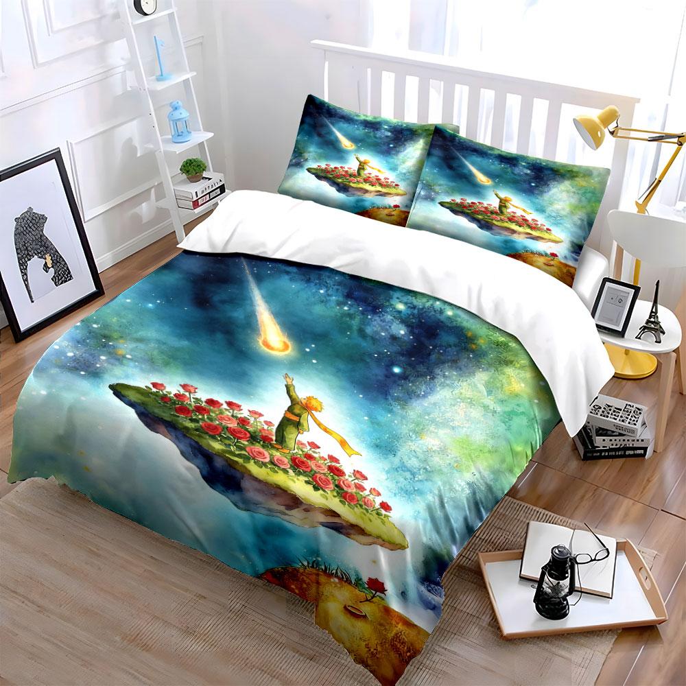 Planet, roses, meteor, figure. Bedding sets Duvet cover sets Duvet covers Pillowcases(1 * Duvet Cover 2 * Pillowcases, without duvet insert)
